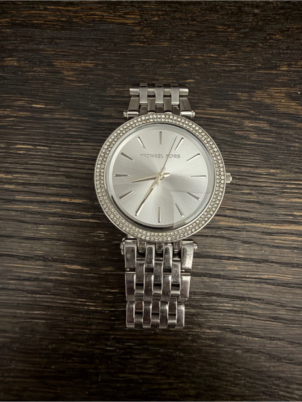 Michael Kors Silver Crystal-Trim Women's Bracelet Watch